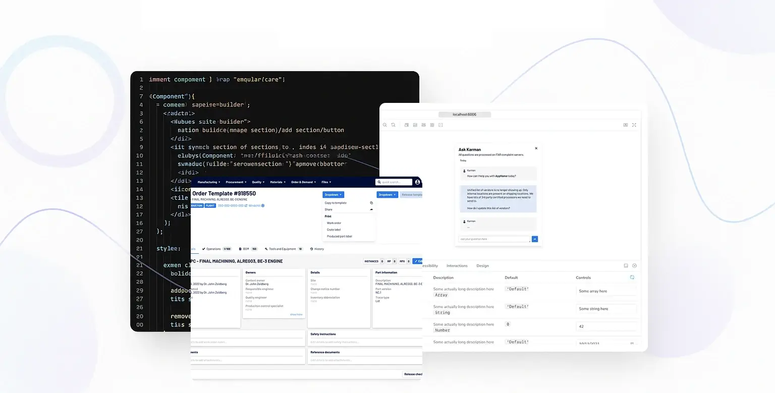 Screenshots of code and design system prototype