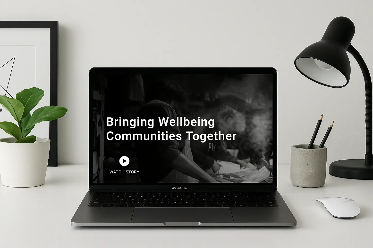 RoundGlass Collective homepage framed into a laptop